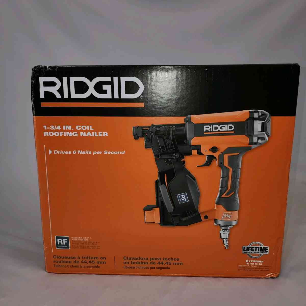 RIDGID PNEUMATIC 15 DEG 134 IN COIL ROOFING NAILER