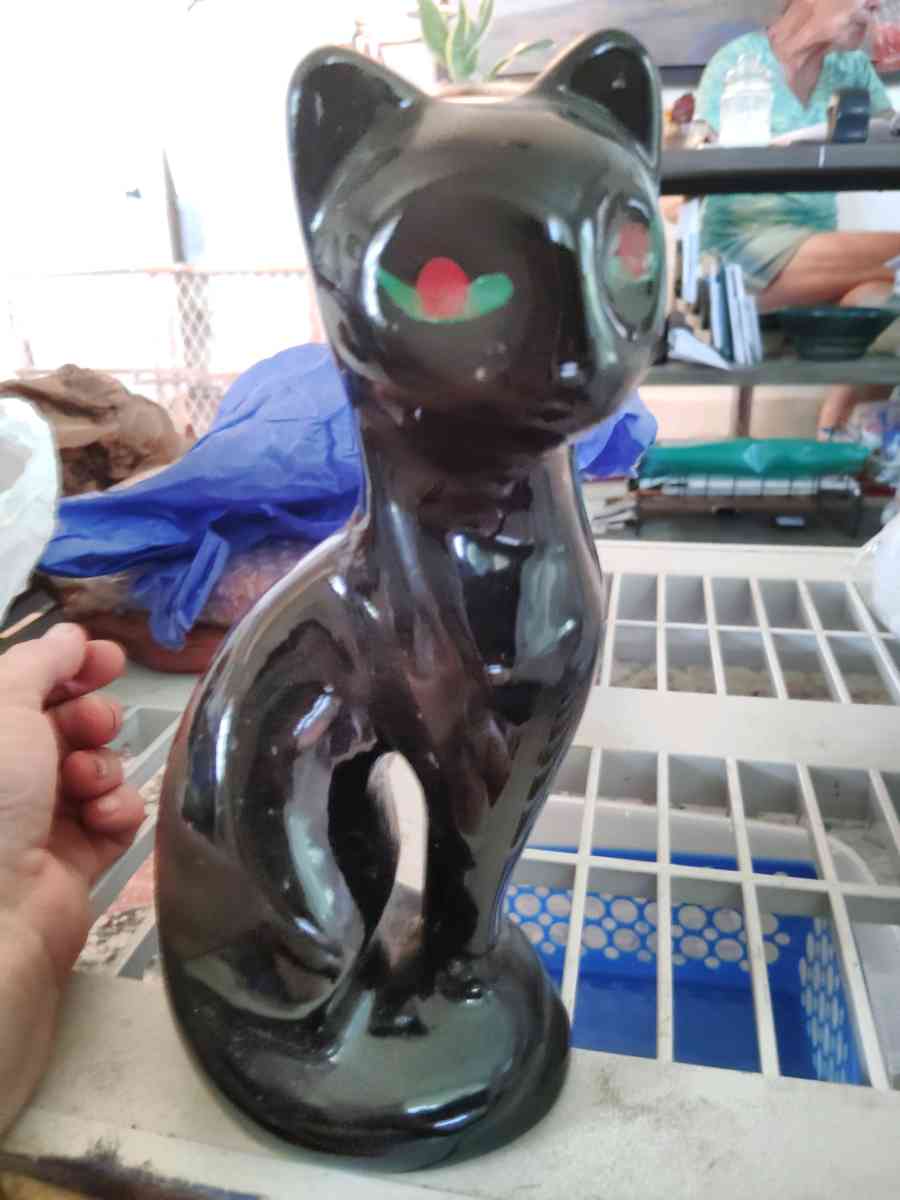 MidCentury Halloween Decor Ceramic Black Cat