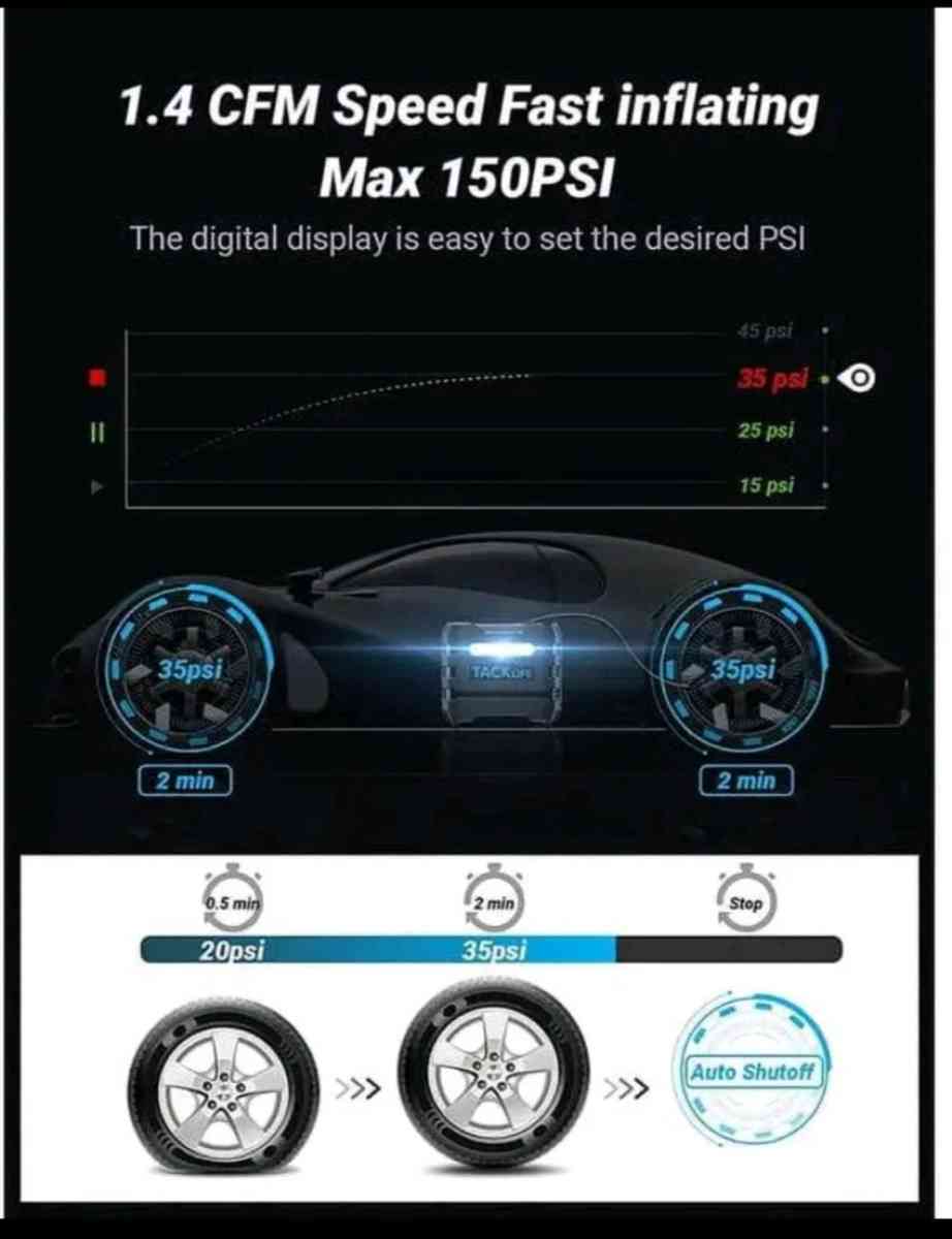 Portable Tire Inflator para autos motos y bicicletas