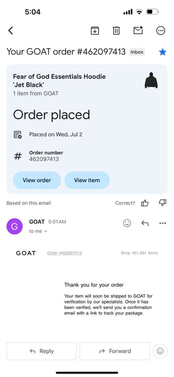 Essential hoodie size small