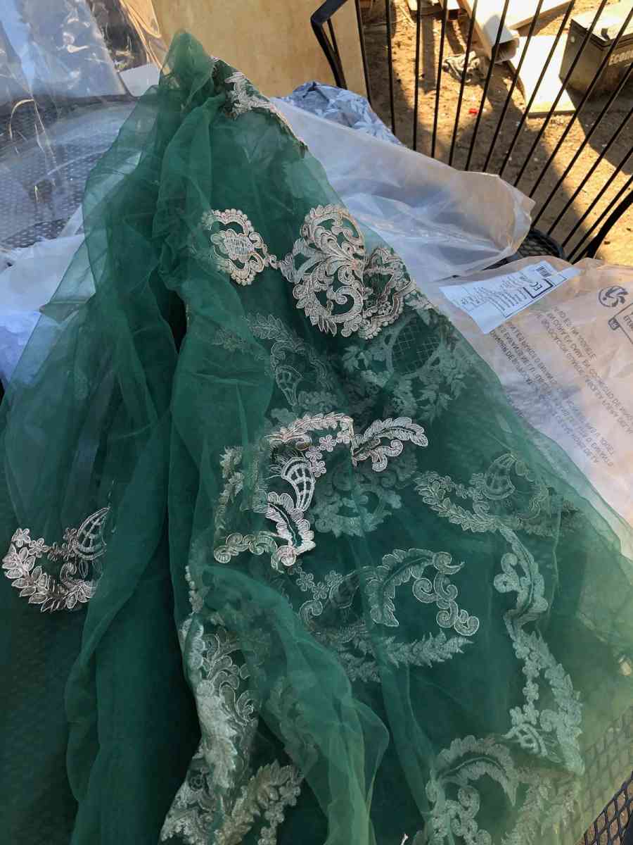 Quinceanera dress Emerald green rose gold