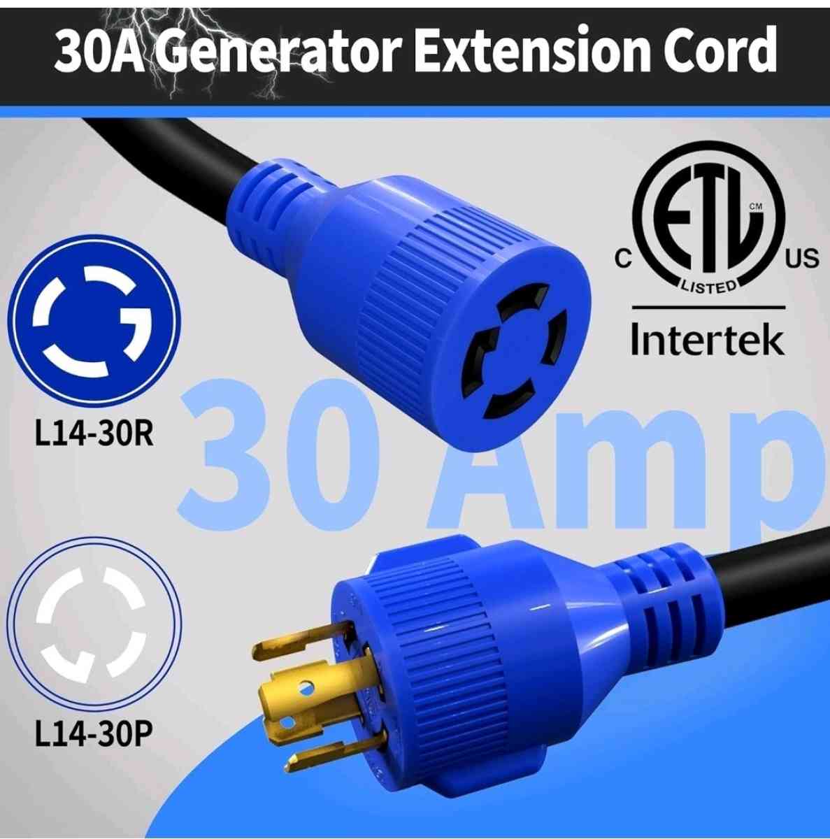 4 Prong 30 Amp 25 Foot Generator Extension CordNEMA L1430PL1