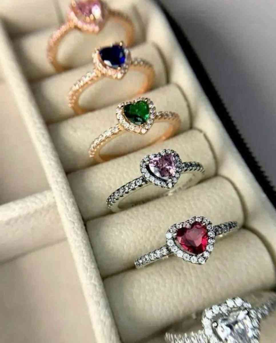 Pandora Red Heart Necklace Matching Ring Set