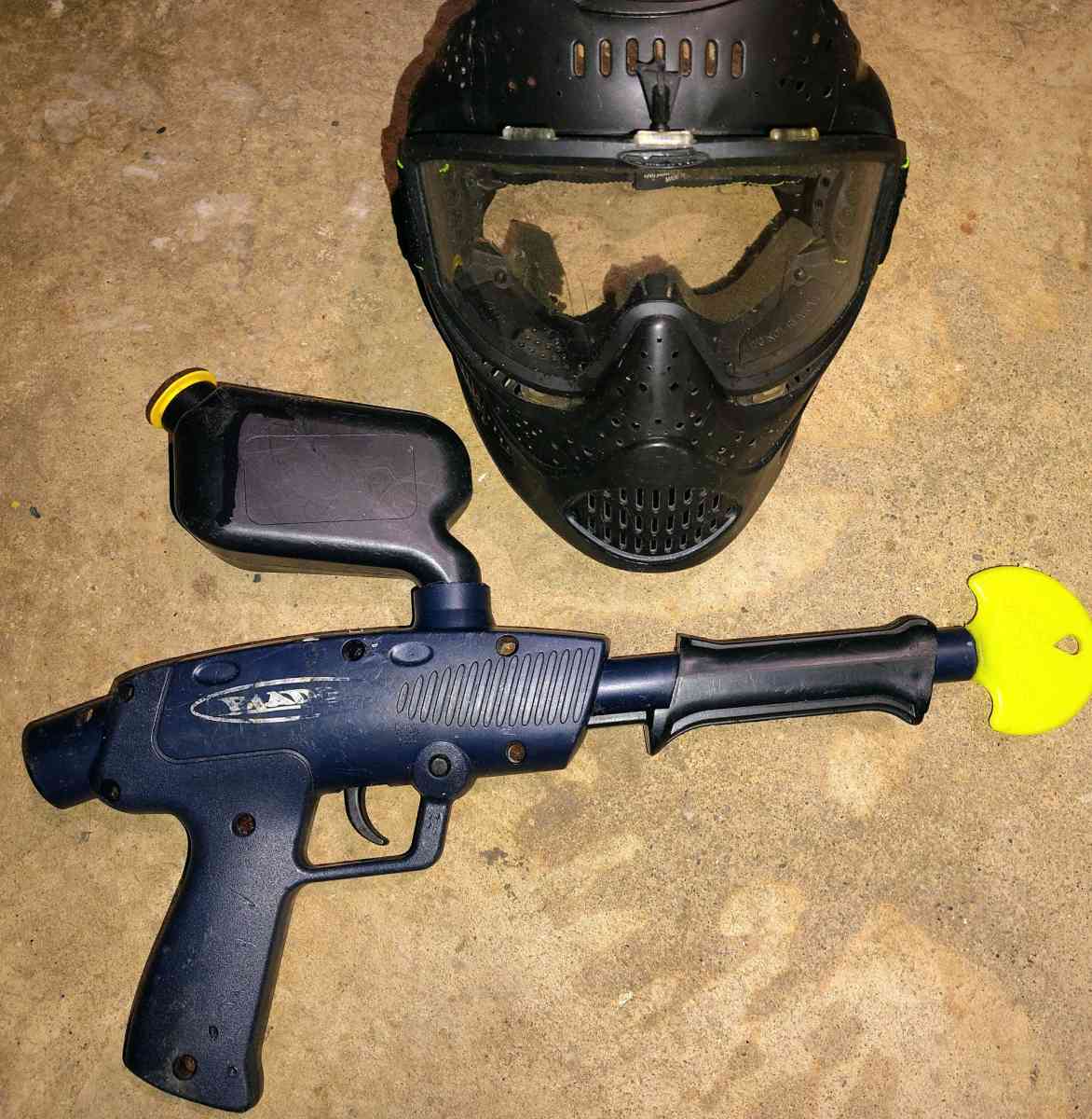 Brass eagle paintball gun and mask