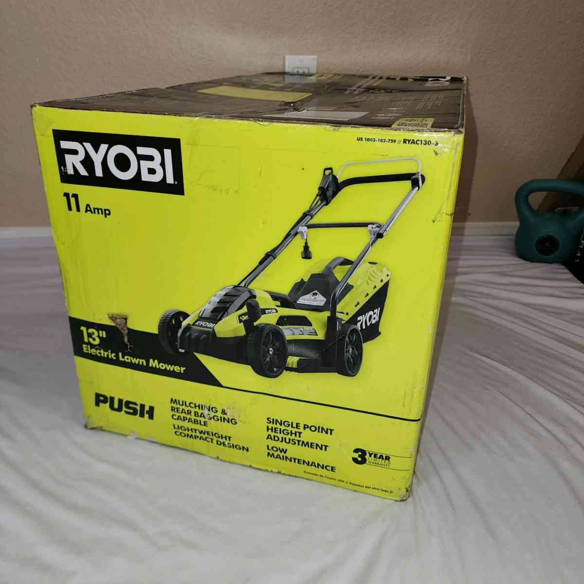 RYOBI 13 IN 11 AMP CORDER ELECTRIC WALK BEHIND PUSH LAWN