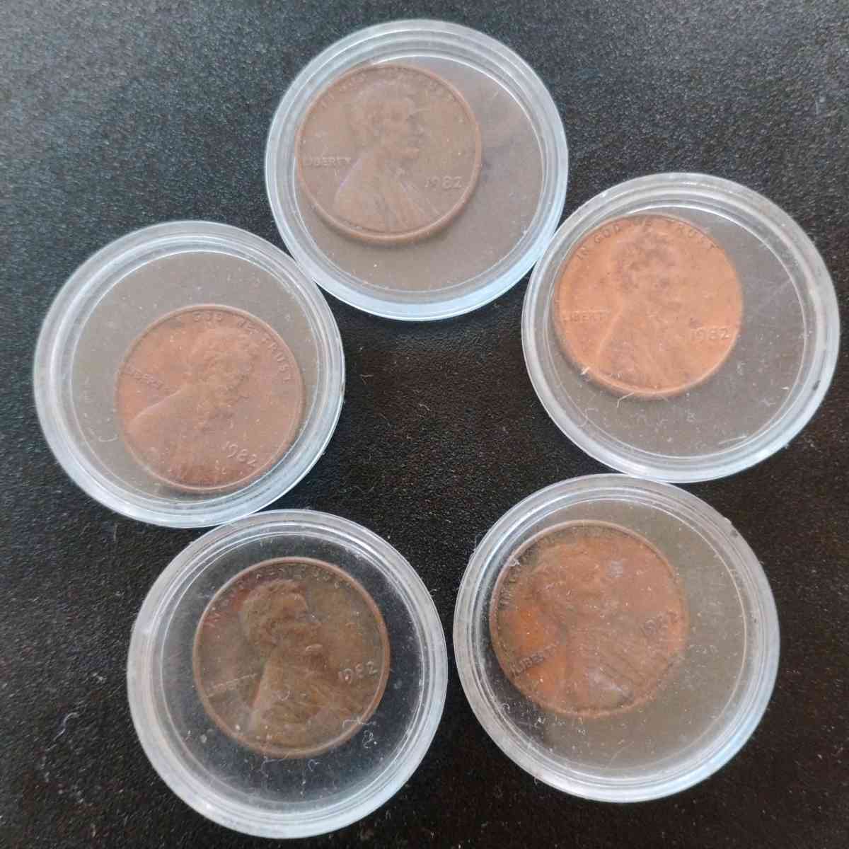 1982 penny red VF no mint error weight