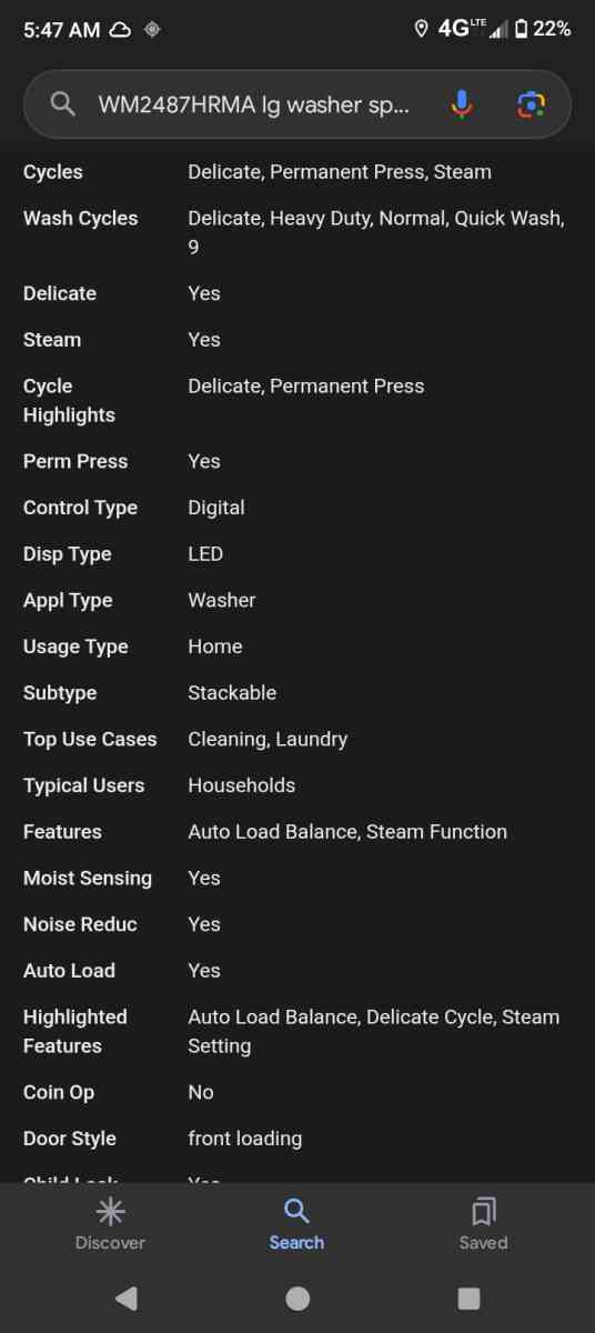 LG STACKABLE WASHER DRYER