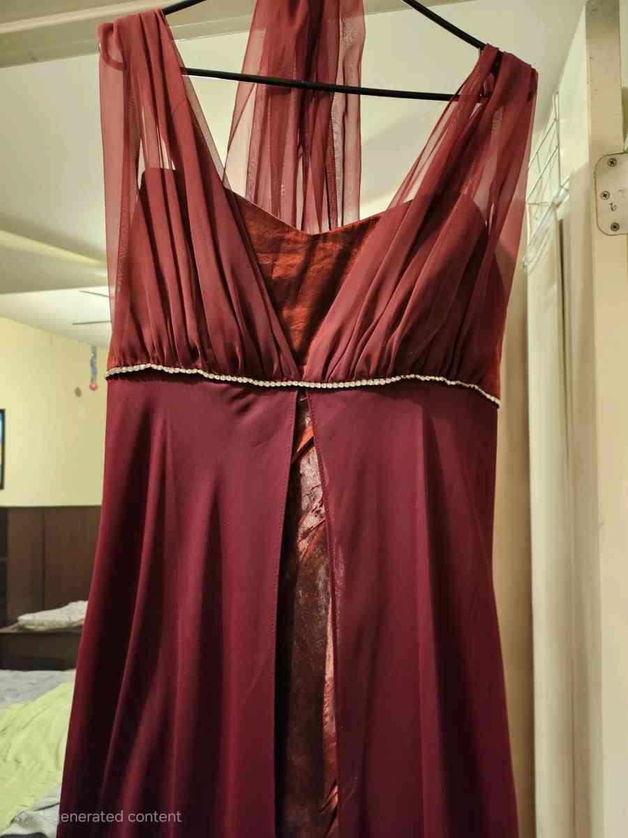 Chic Burgundy Maxi Dress with diamond details