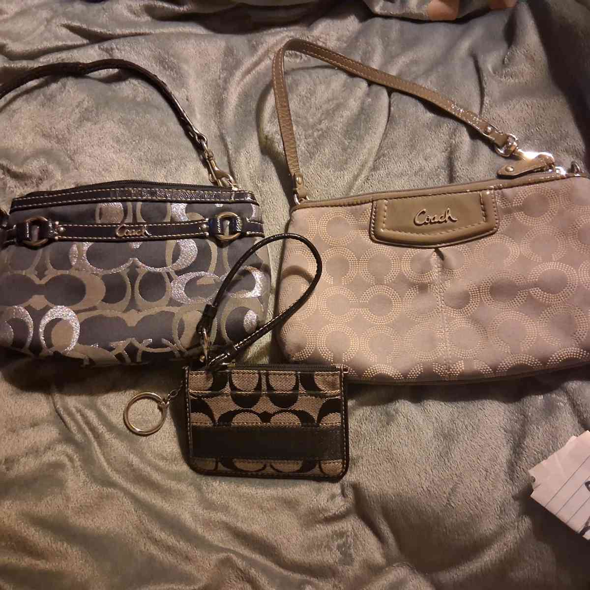 NWOT SET OF 3 VINTAGE COACH Vintage Wristlets  ID LANYARD