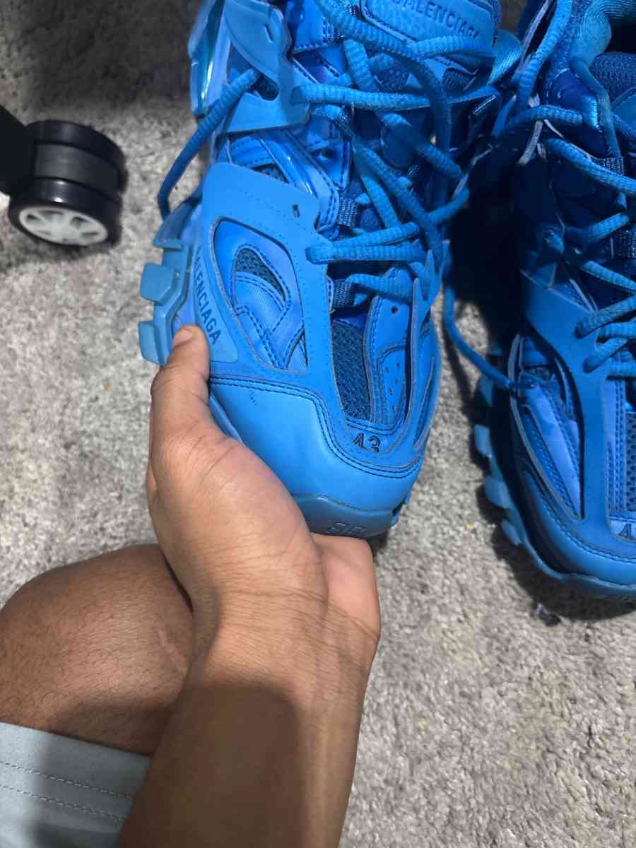 balenciaga blue tracks designer shoe size 10 sneaker clean