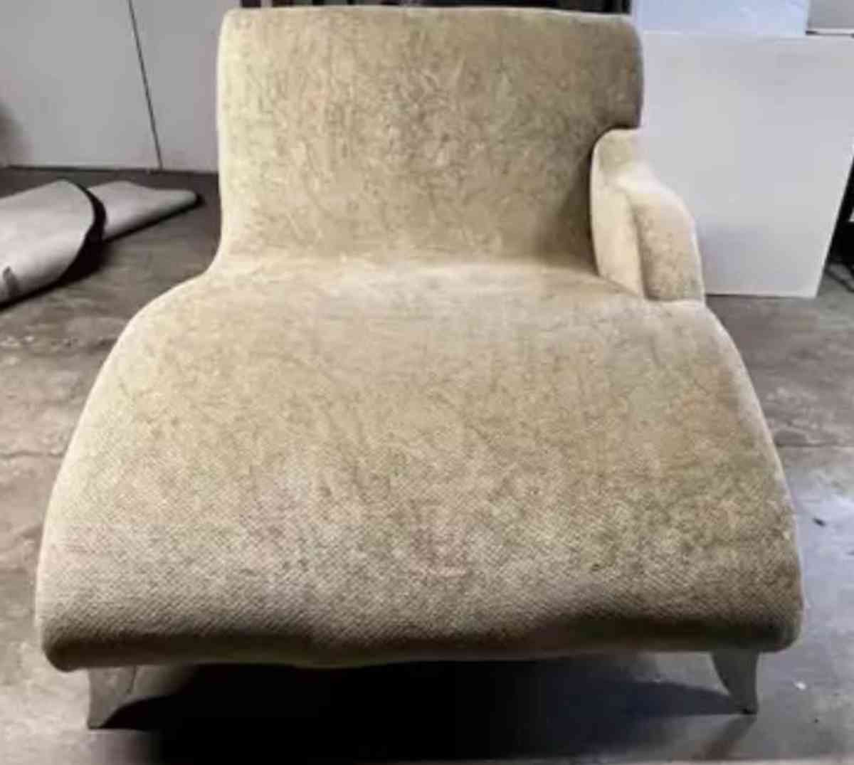 Double Wide Chenille Modern Curved Chaise Lounge