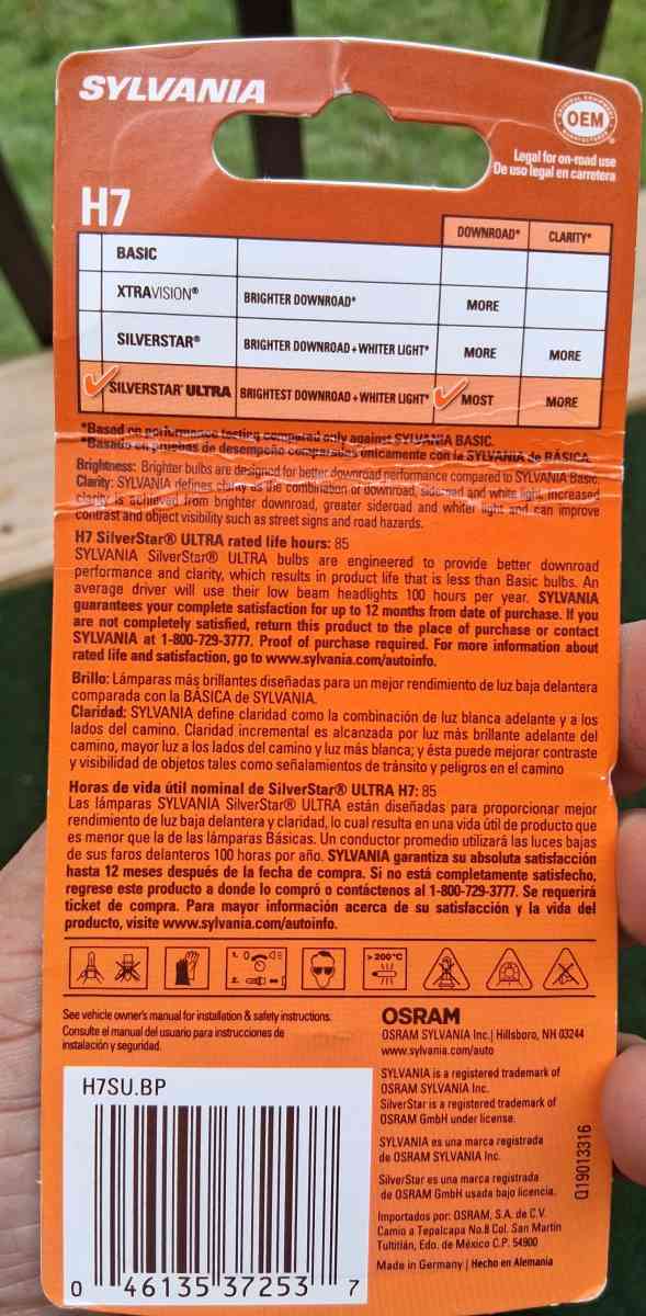 SILVERSTAR ULTRABRIGHTEST DOWNROAD  WHITER LIGHTH7 H7