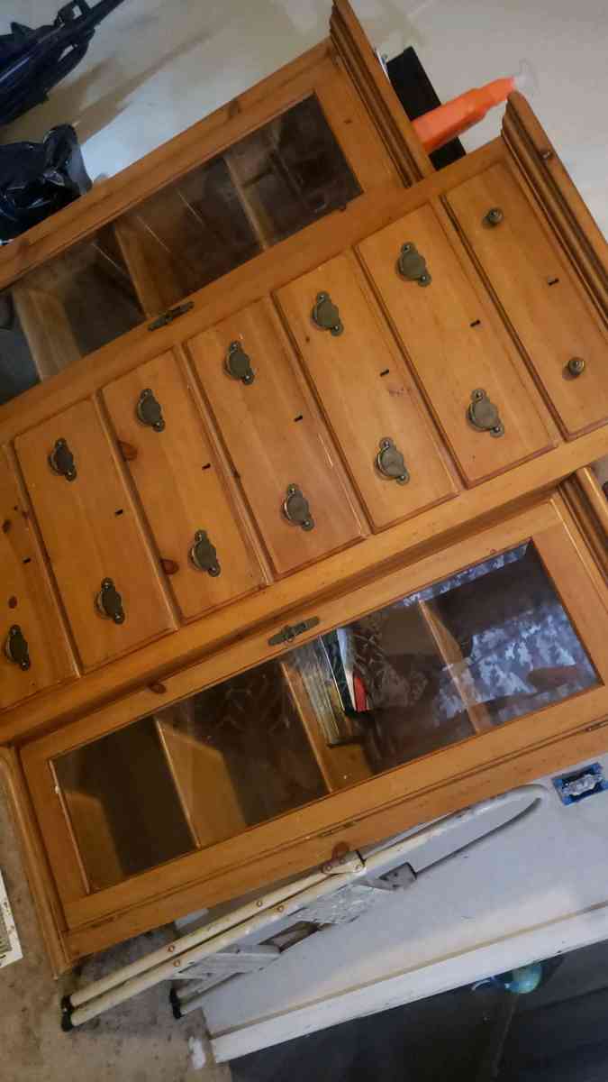 Ducks Unlimited Tall Dresser with glass shelves on each side