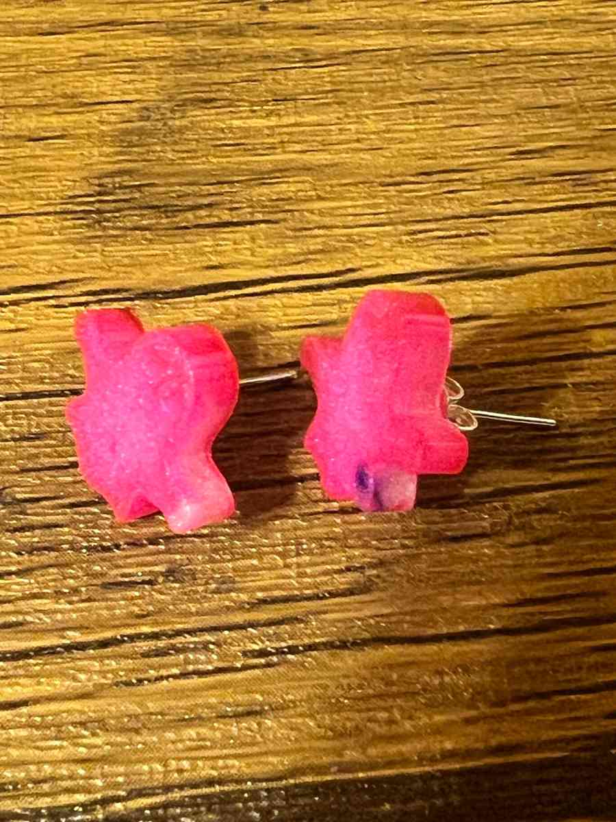 pink resin Halloween earring