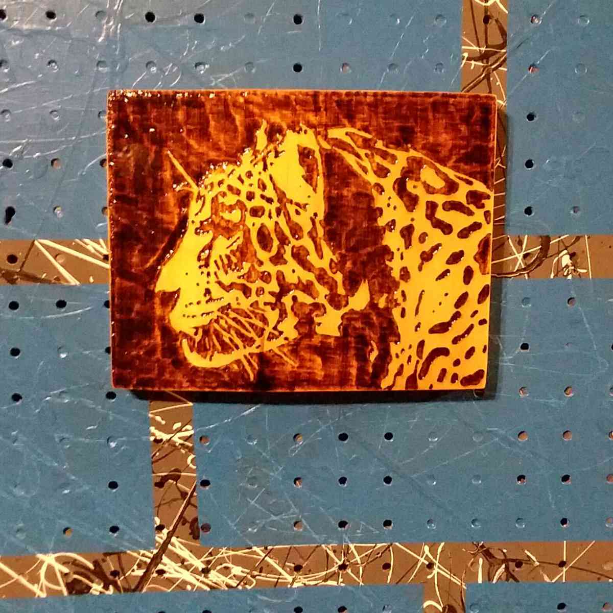 Jaguar wall decor pyrography