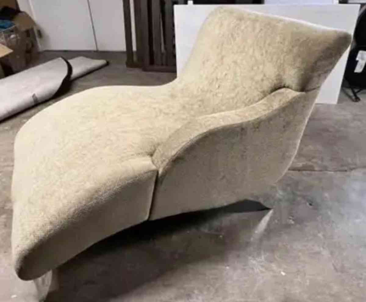 Double Wide Chenille Modern Curved Chaise Lounge