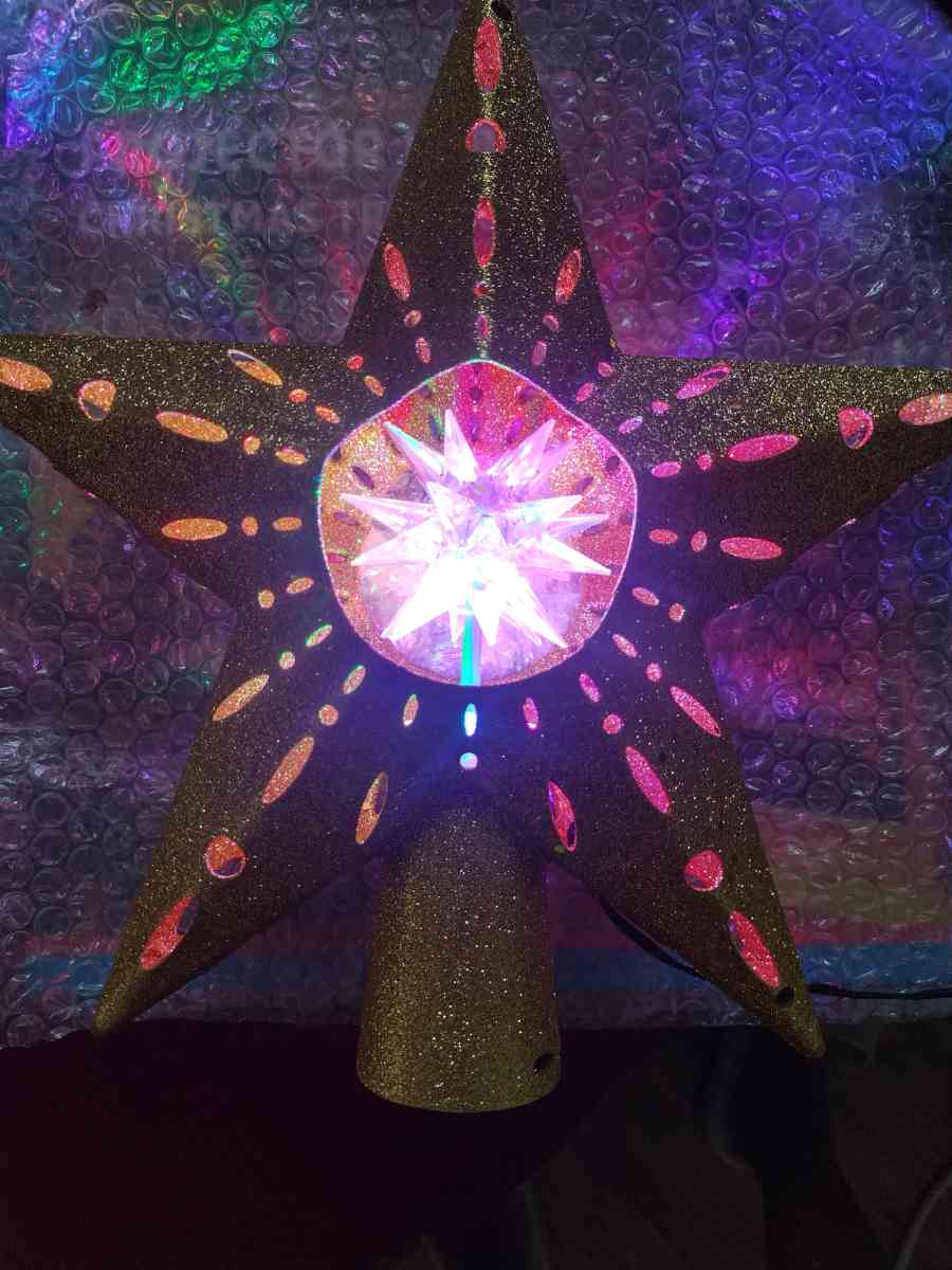 Projector LED Christmas Tree Top Gold Star Snowfall Snowflak