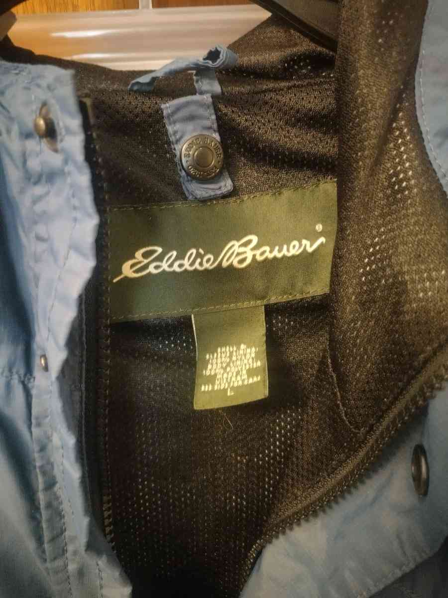 Eddie Bauer Windbreaker Hiking Trail Jacket Mens L Blue Fu