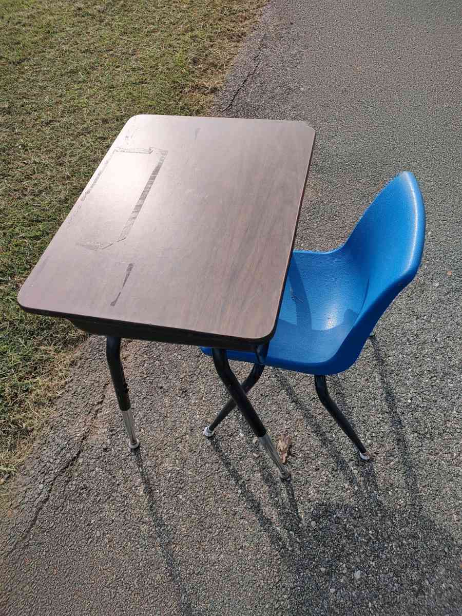 antique metal school desk with chair or a end table