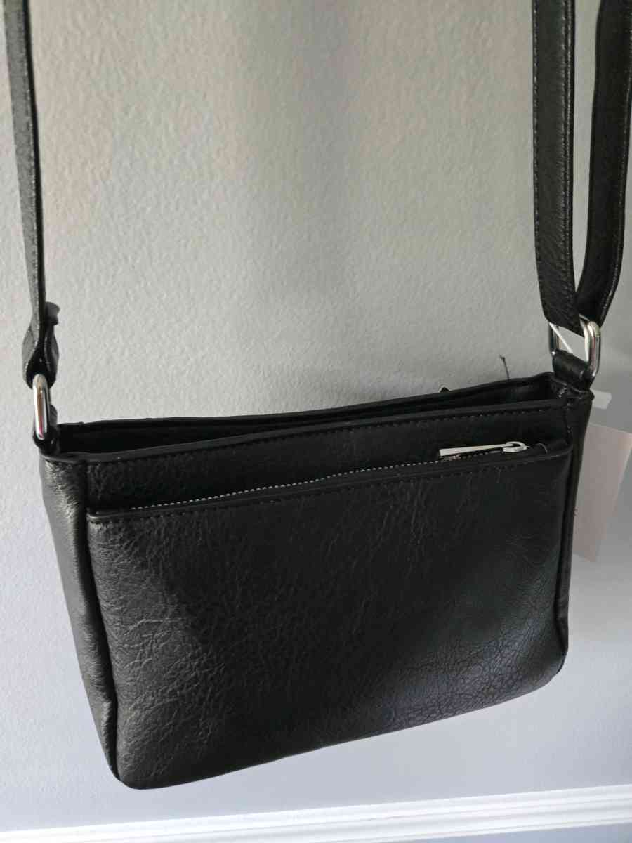 Le Bug Black Faux leather purse w dragonfly