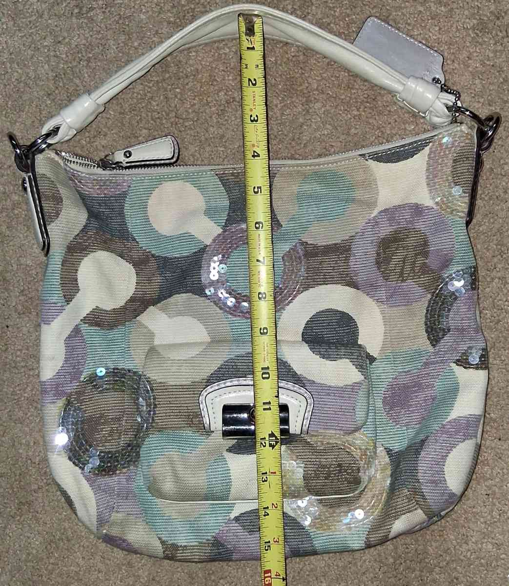coach Kristin Multicolor Graphic Op Art Sequin Hobo Shoulder
