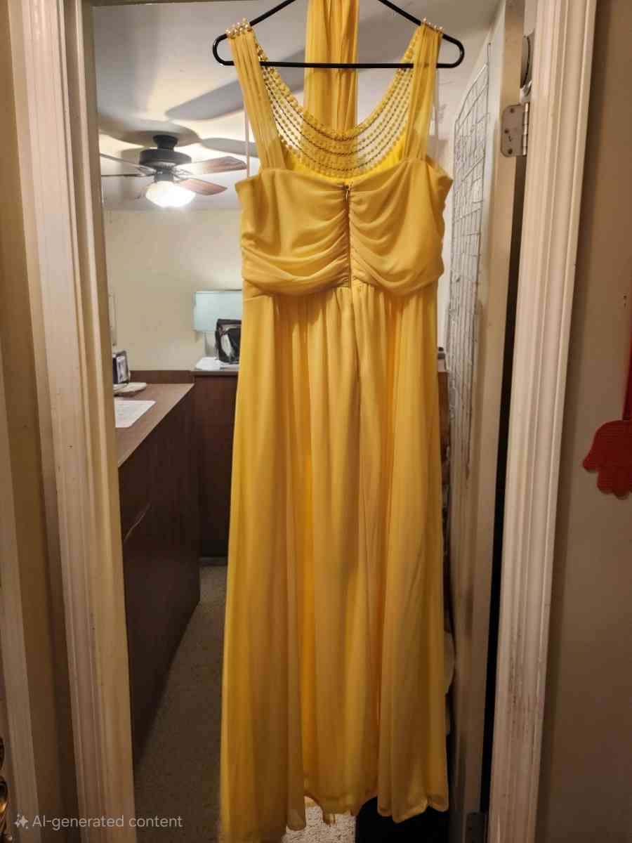 Fiesta Yellow Maxi Dress with Beaded Neckline