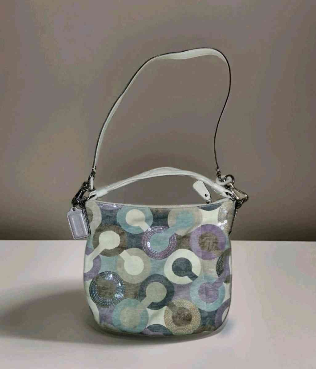 coach Kristin Multicolor Graphic Op Art Sequin Hobo Shoulder