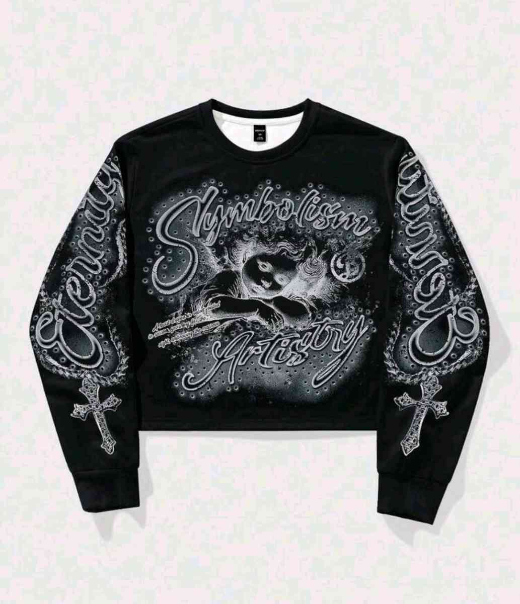 ROMWE MEN Street Life Mens Graphic Print Crew Neck Long Slee