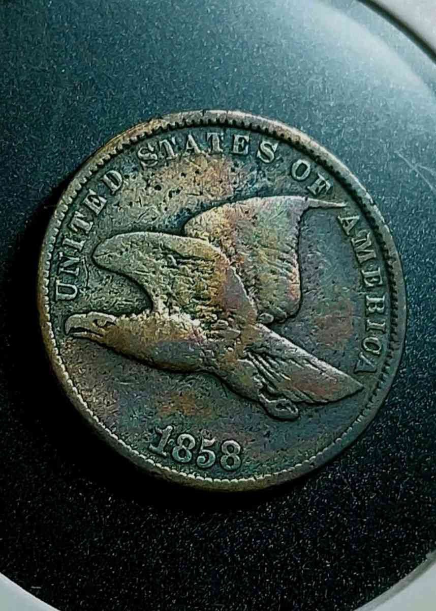 RARE Amazing Collor1858SL Small Letters Flying Eagle Cent Ex