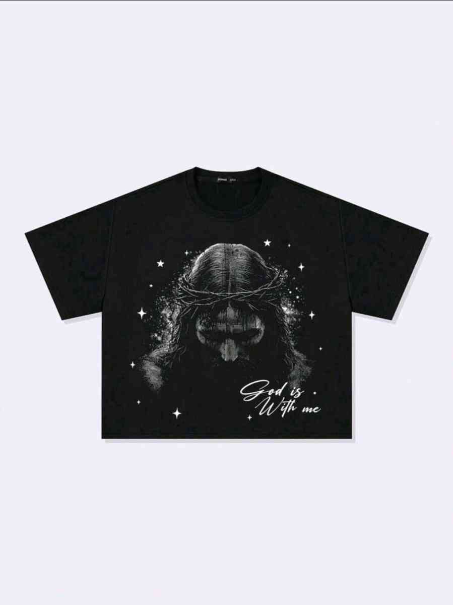 ROMWE MEN Mens Gothic Jesus Loose