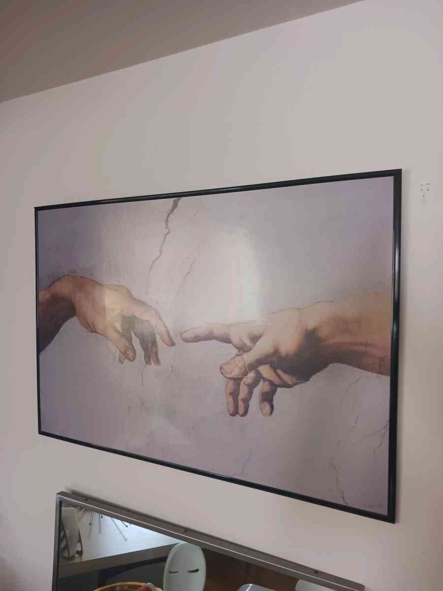 Creation of Adam Large Framed Print with Plastic Cover