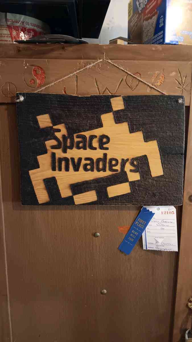 Space Invaders wall decor Pyrography