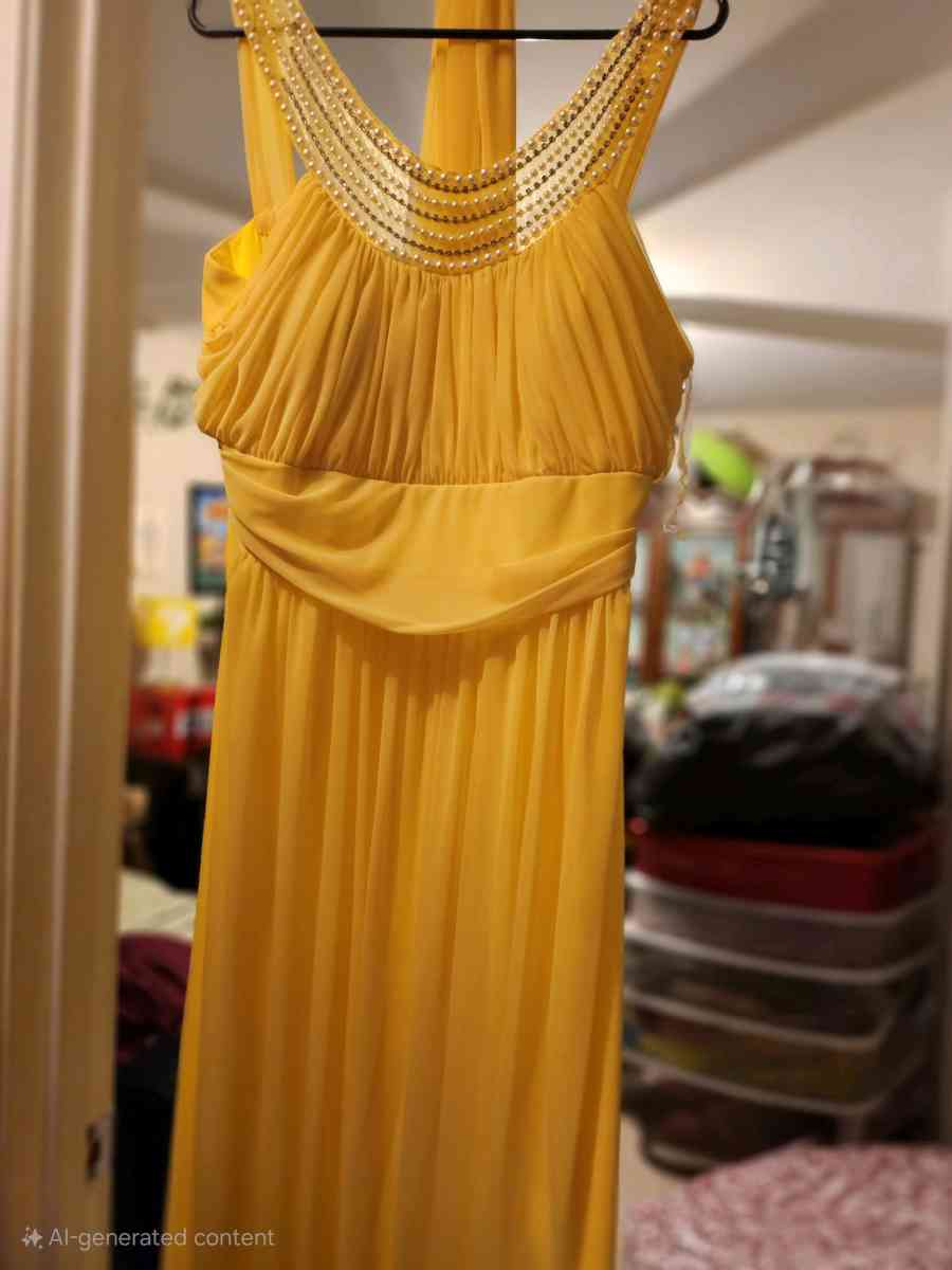Fiesta Yellow Maxi Dress with Beaded Neckline