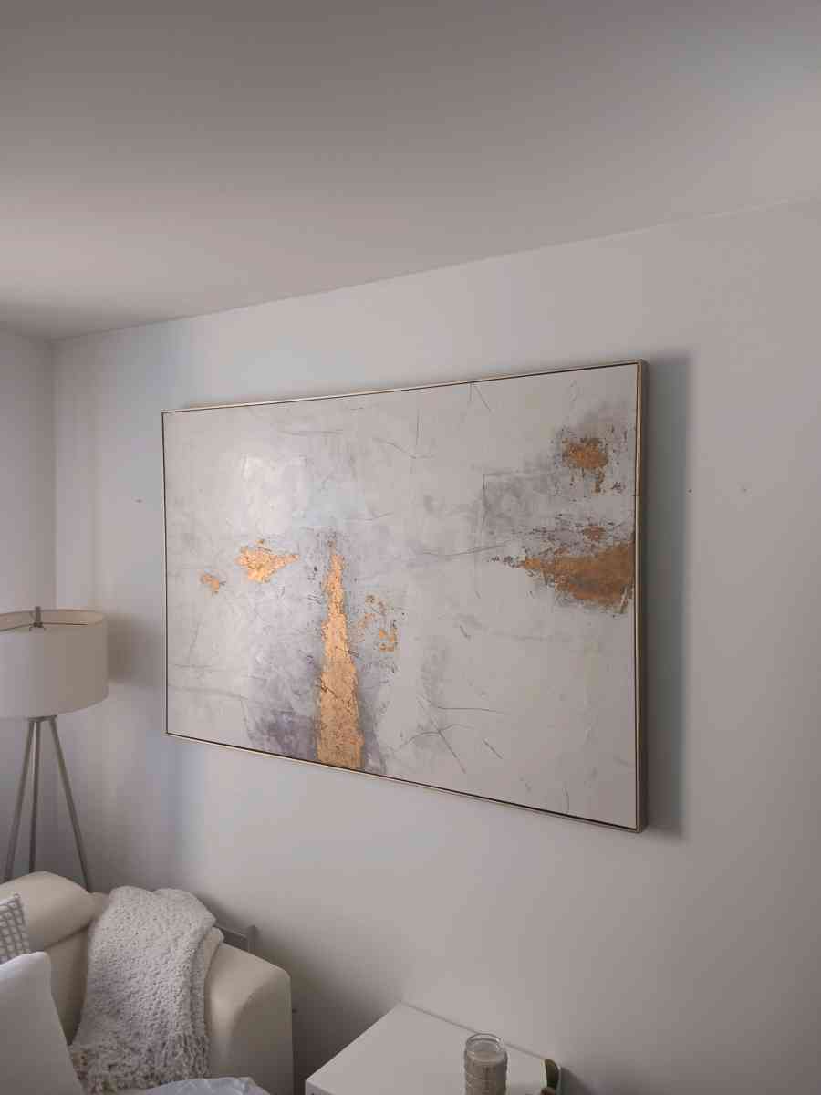 Modern Abstract Canvas Wall Art  Gold  Neutral Tones