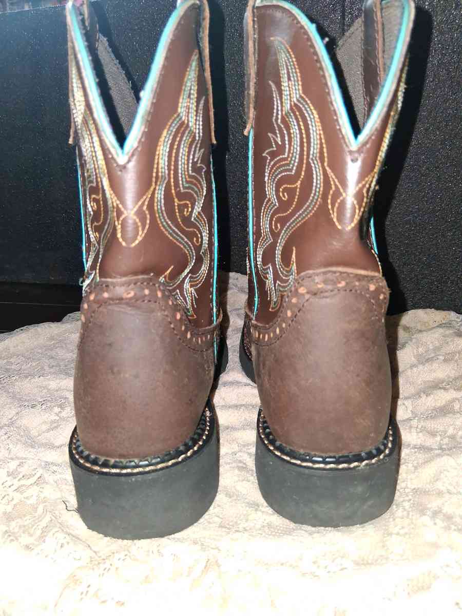 Womens Justin Gypsy Brown Leather Teal Boots s 9B