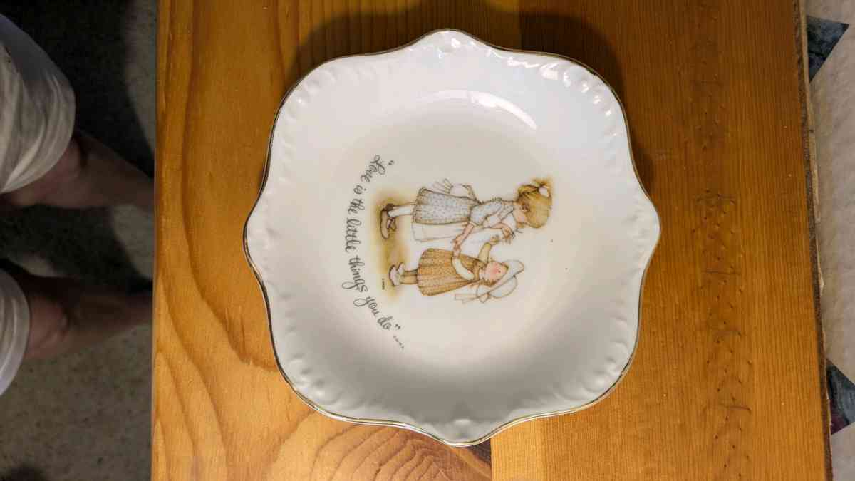 Holly Hobbie Scalloped Gold Trim Plate  Love is the Little T