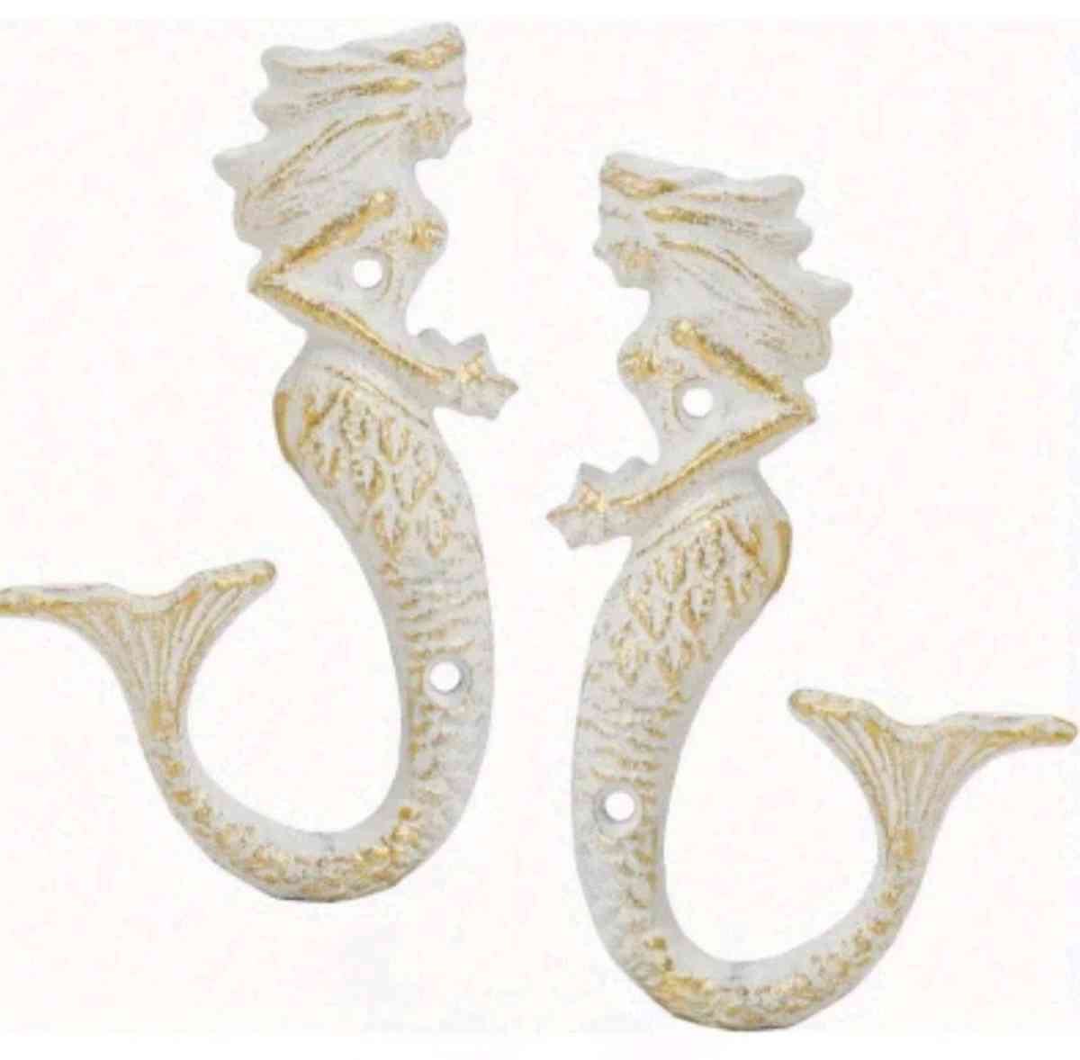 Set of 2 Cast Iron Mermaid Hooks