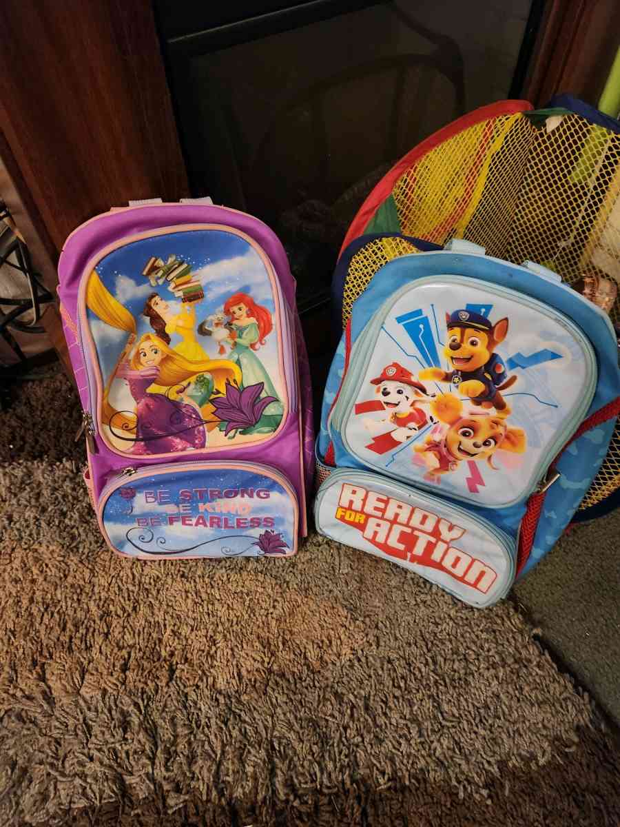princess and paw patrol backpacks can be used as diaper bags