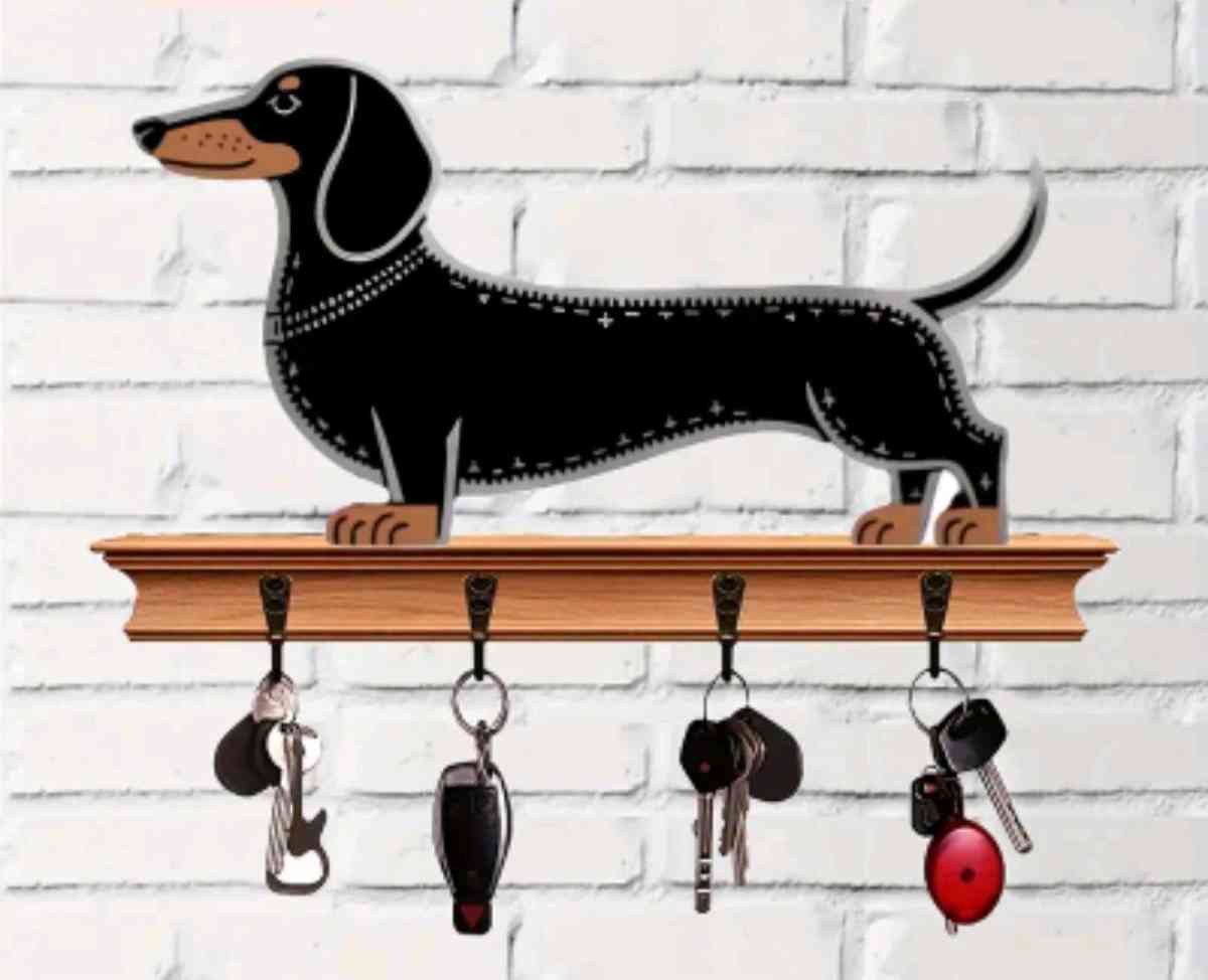 Wood Dachshund Key Holder