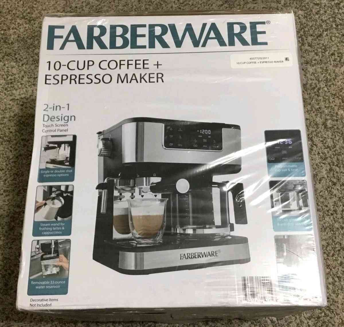 FARBERWARE DUAL BREW 10 CUP COFFEE  ESPRESSO MAKER TOUCHSCRE