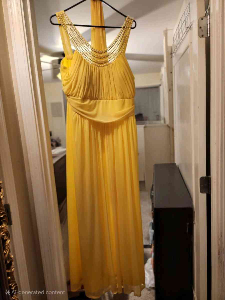 Fiesta Yellow Maxi Dress with Beaded Neckline