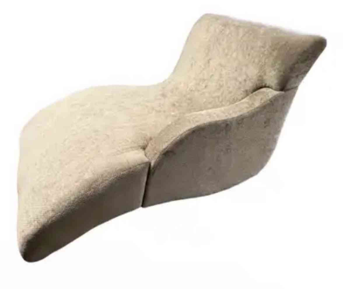 Double Wide Chenille Modern Curved Chaise Lounge