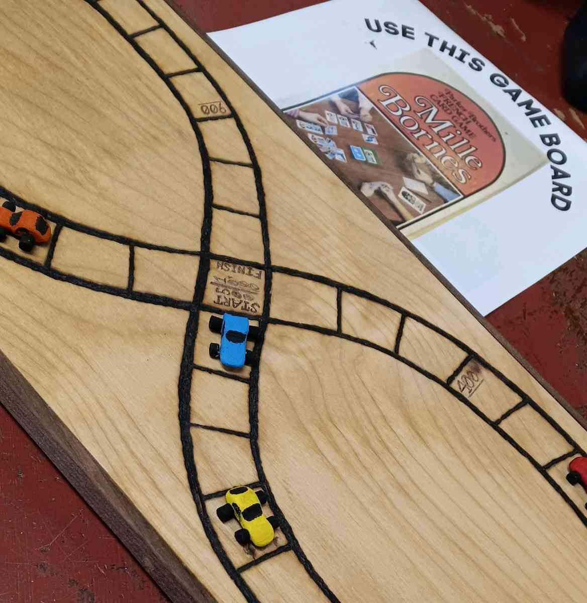 Mille Bornes Wooden Game Board