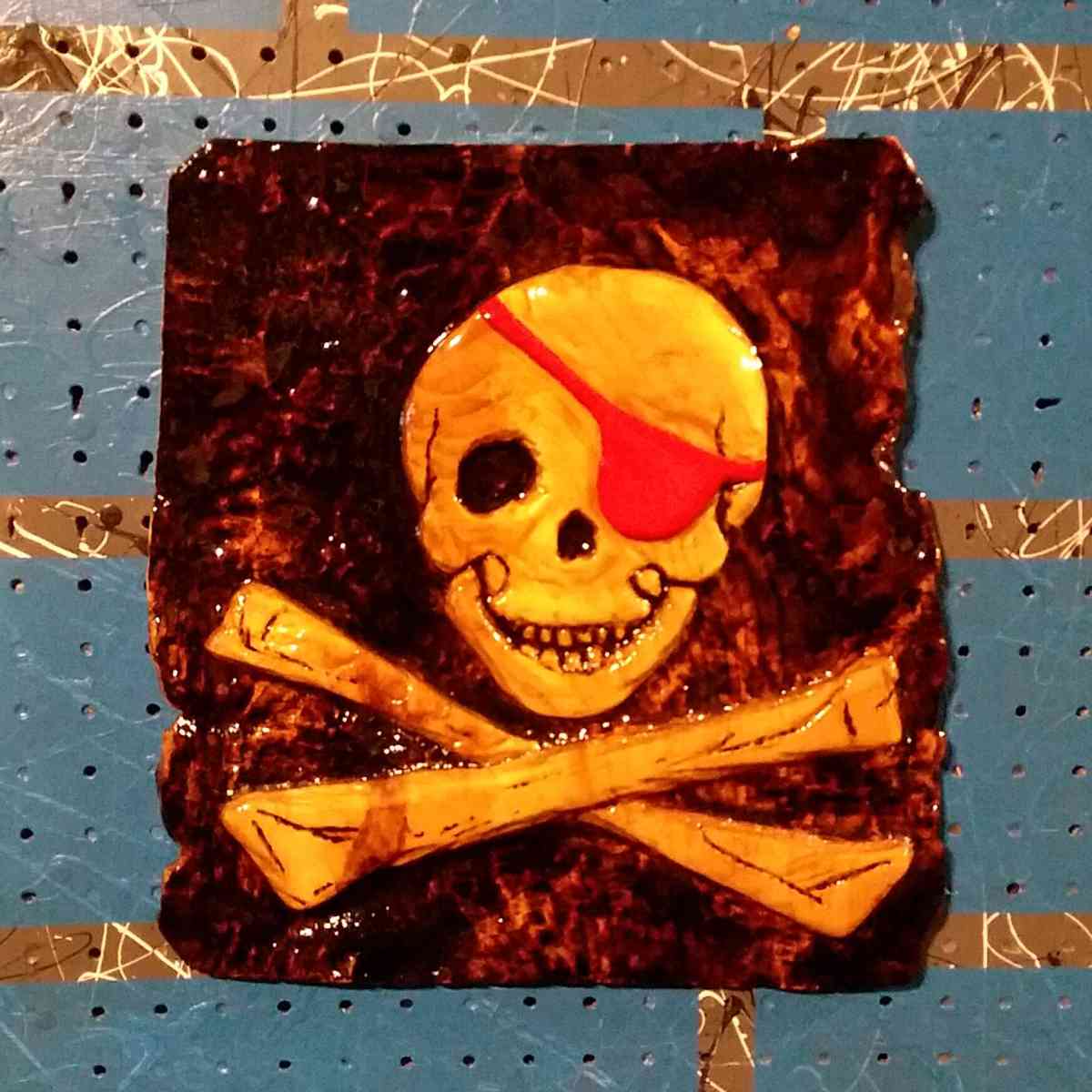 Pirate Skull relief carving