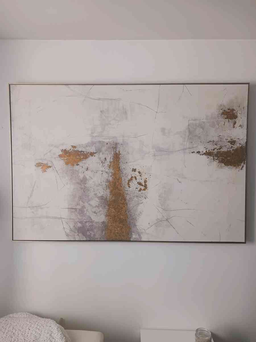 Modern Abstract Canvas Wall Art  Gold  Neutral Tones