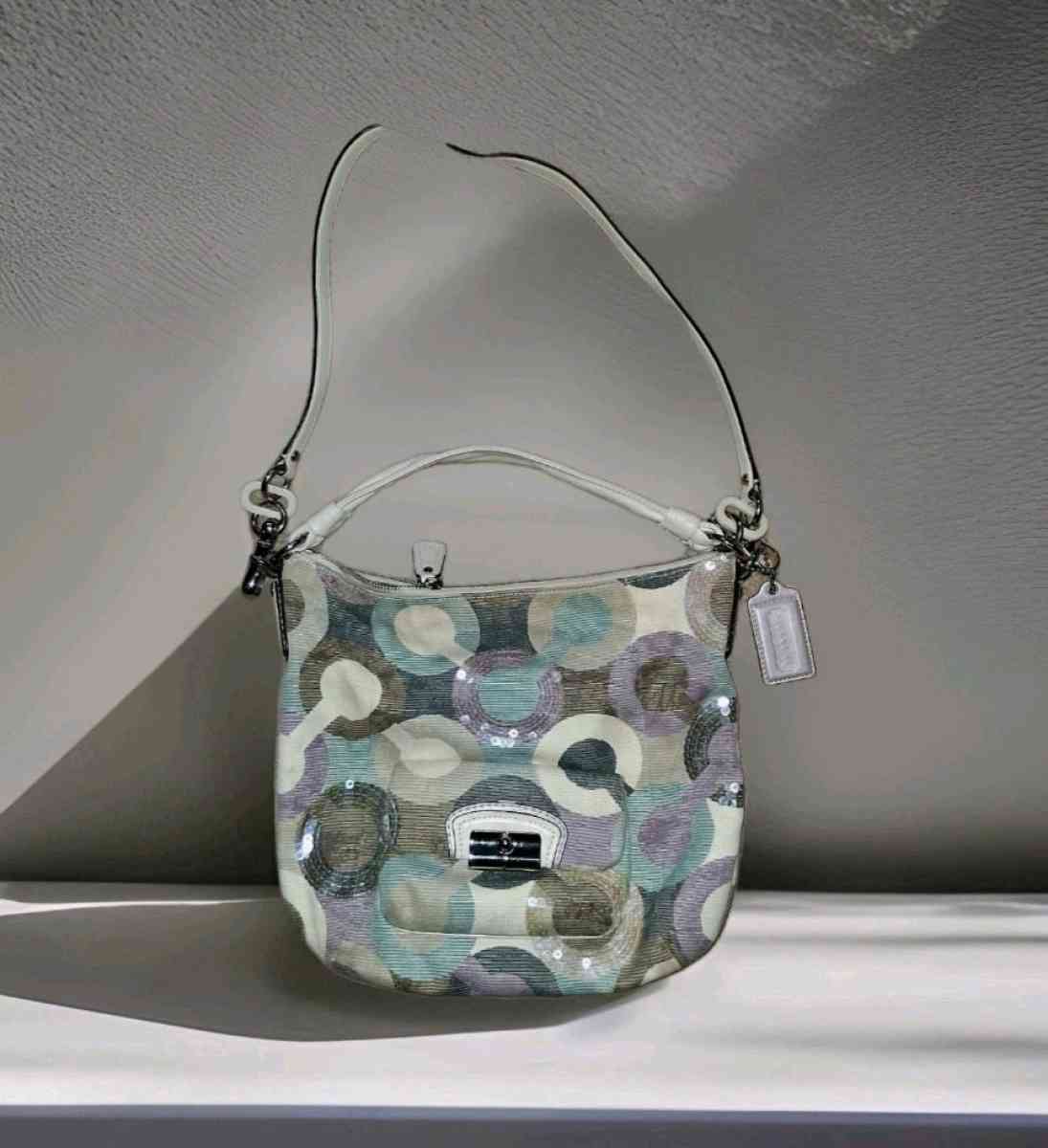 coach Kristin Multicolor Graphic Op Art Sequin Hobo Shoulder