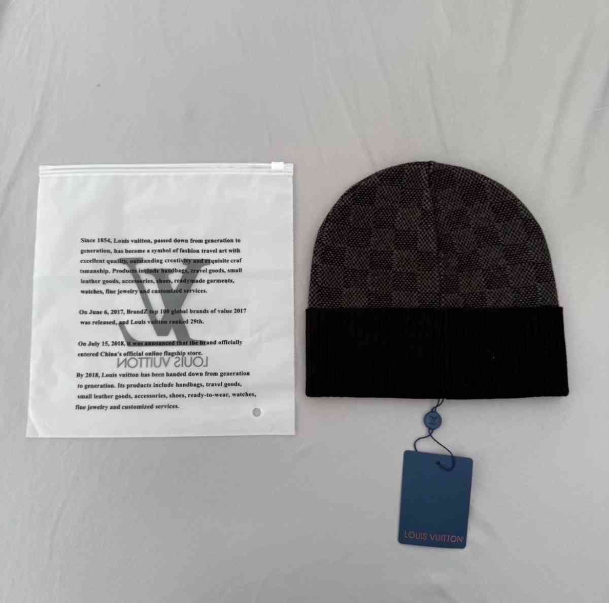 Louis Vuitton Black And Grey Monogram Beanie