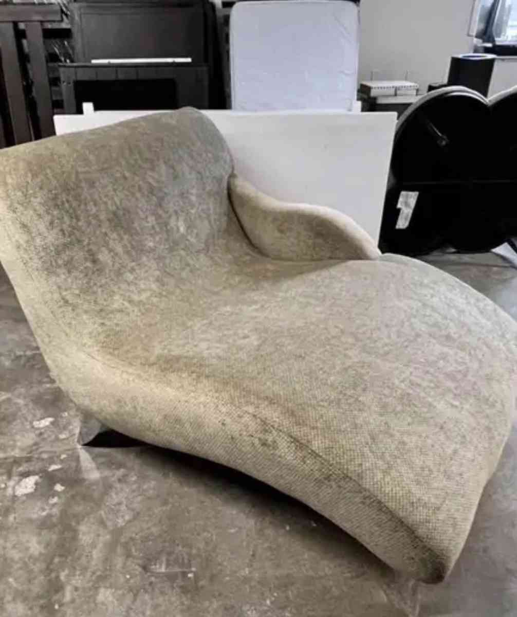 Double Wide Chenille Modern Curved Chaise Lounge