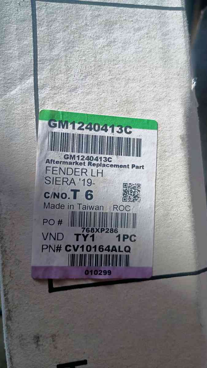 Left fender for GMC Sierra compatible with year 2016 to 2022