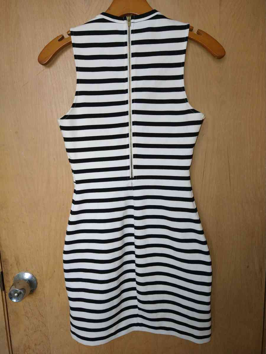 This Express Black  White Striped Bodycon Dress in size 0 is